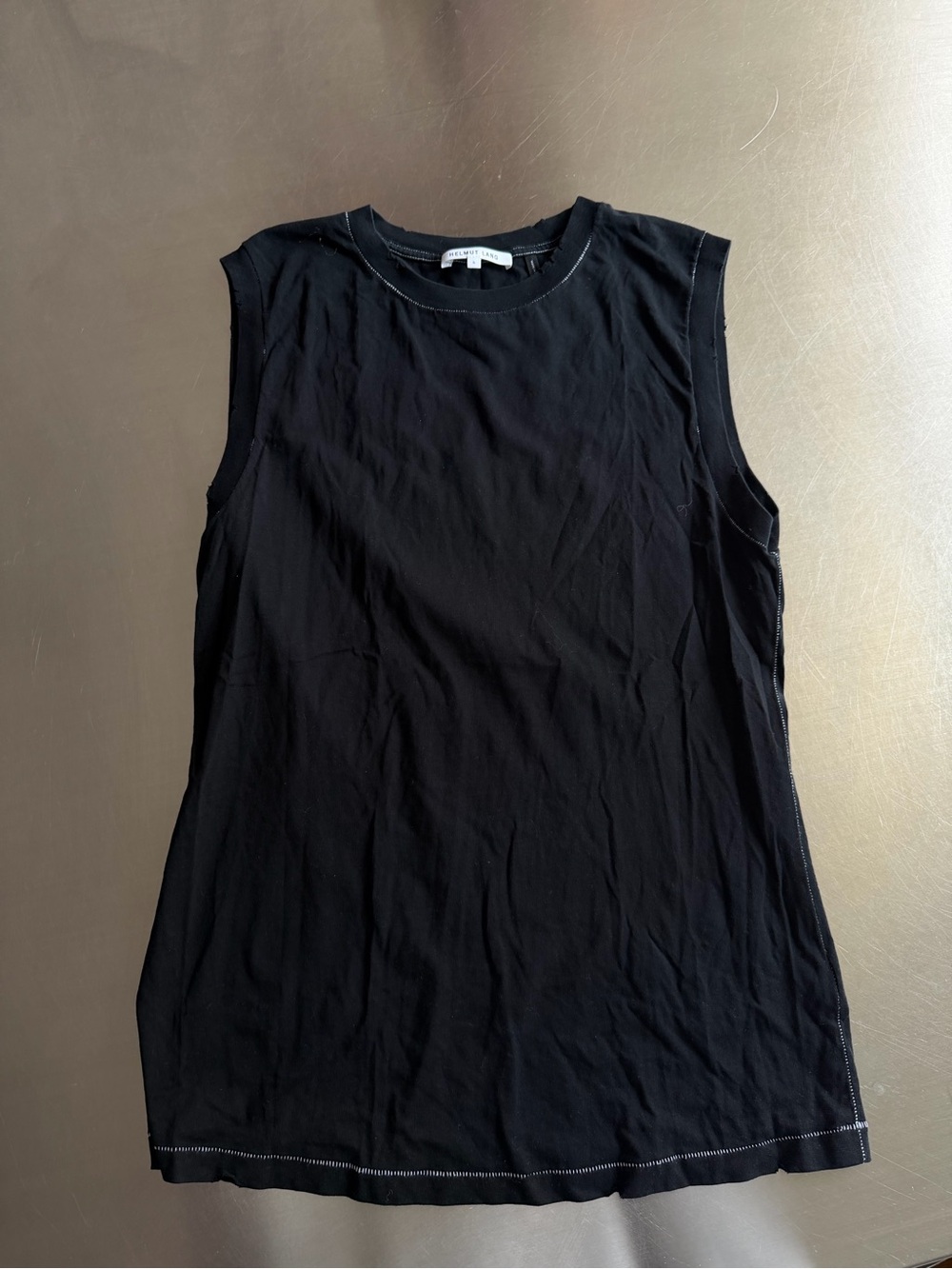 Helmut Lang - Black tank white contrasting stitching